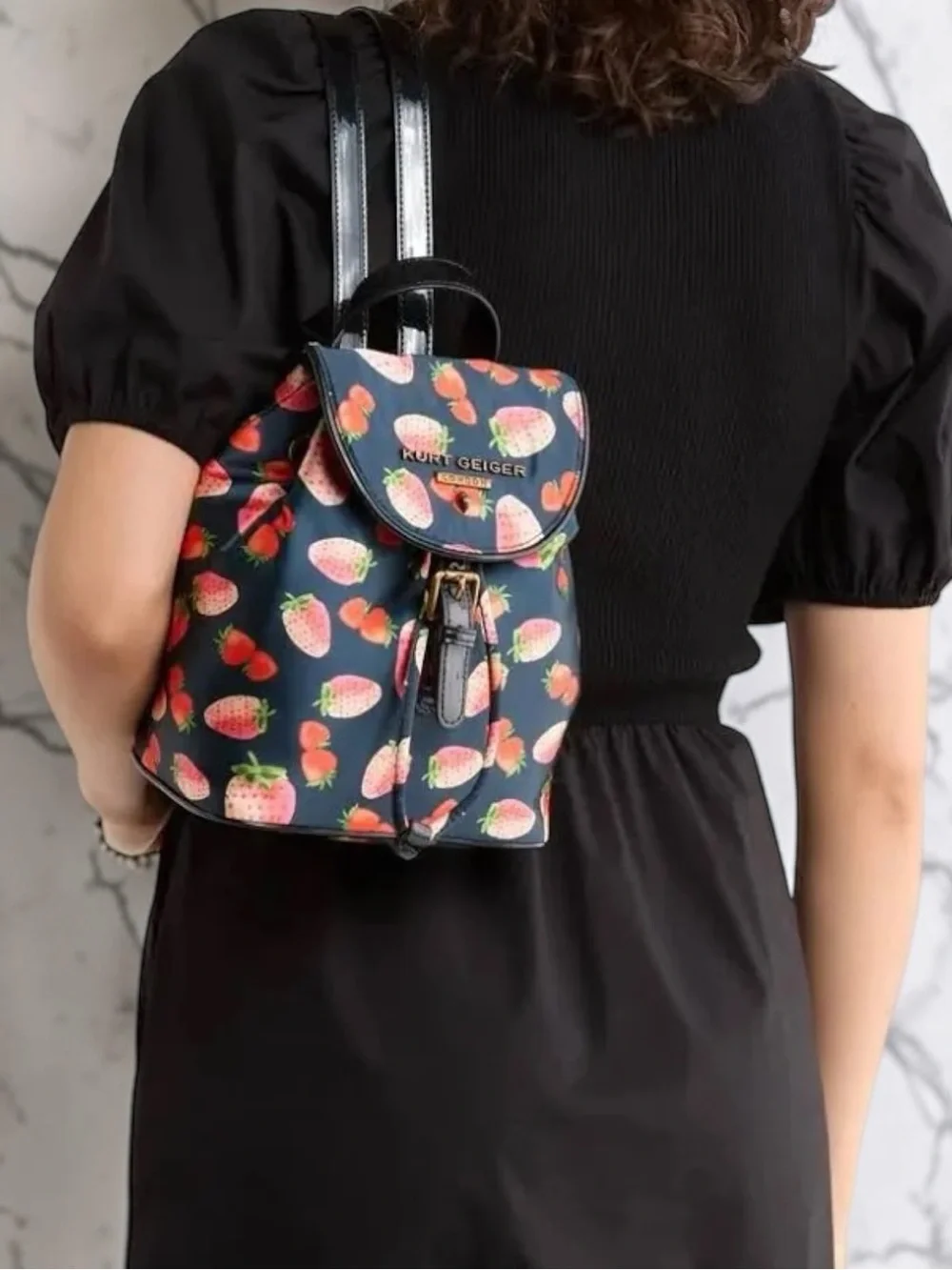 Kurt Geiger NWT Portobello Strawberry Print Nylon Backpack